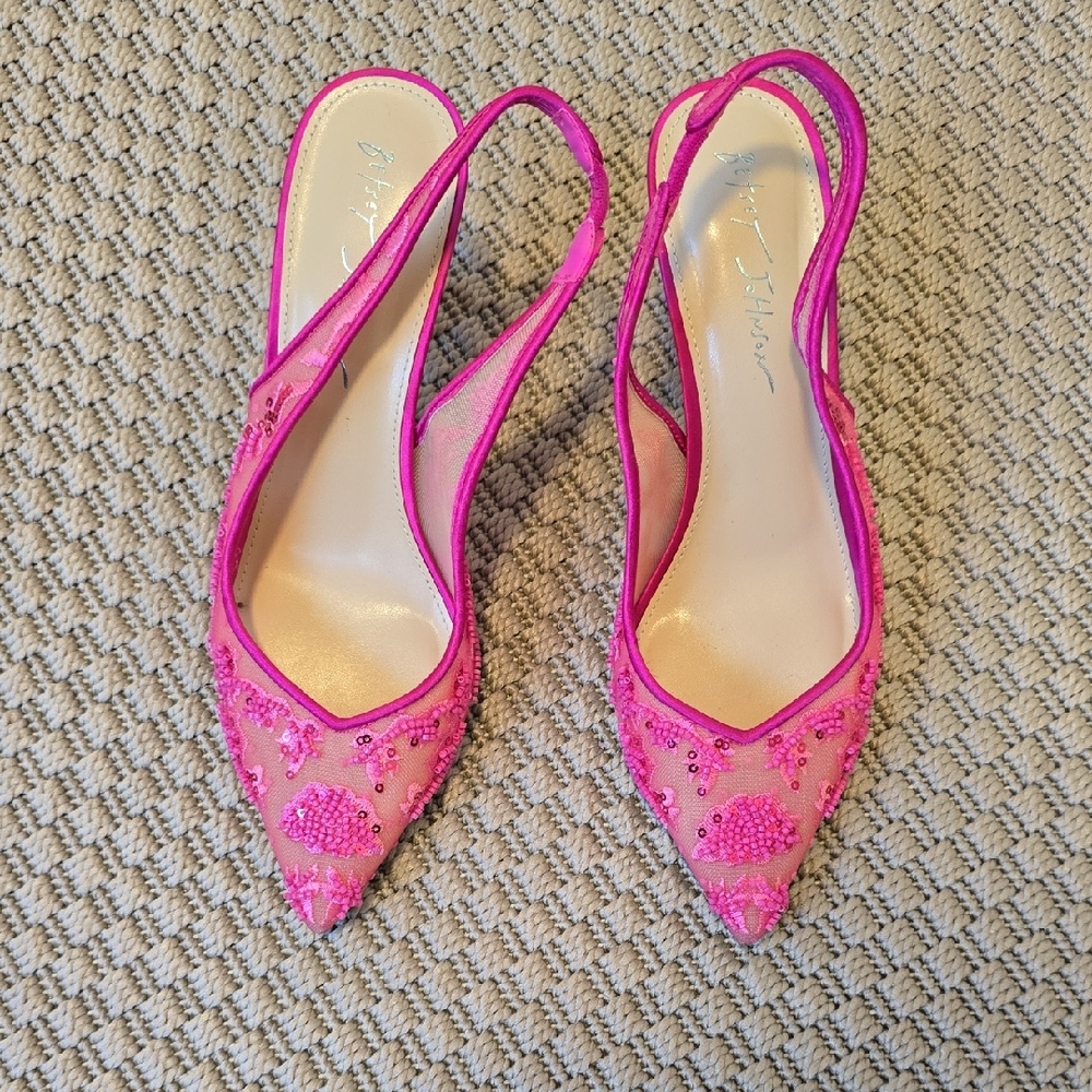 Betsey Johnson Pink Slingback Kitten Heels